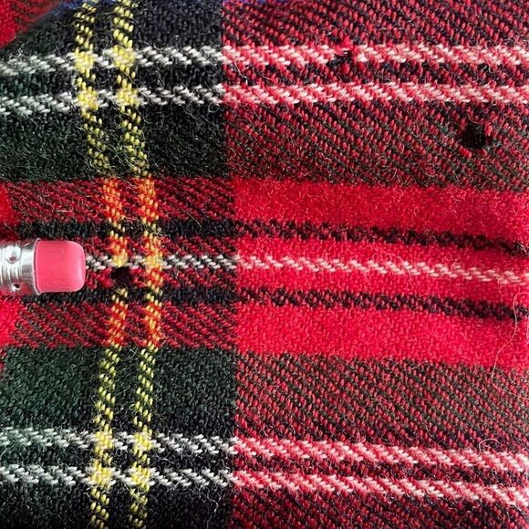 Vintage Tartan Plaid Wool Pencil Skirt with Ruffle detail Sz 8 with belt - Picture 10 of 11